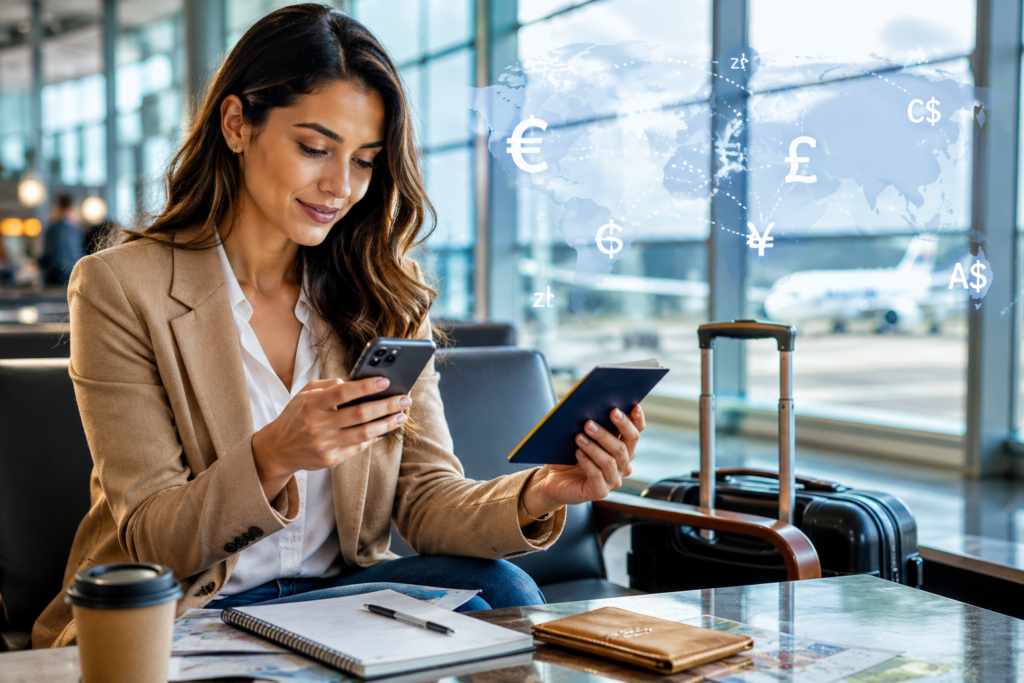 "Travel budget planning with currency conversion and exchange rate calculations"